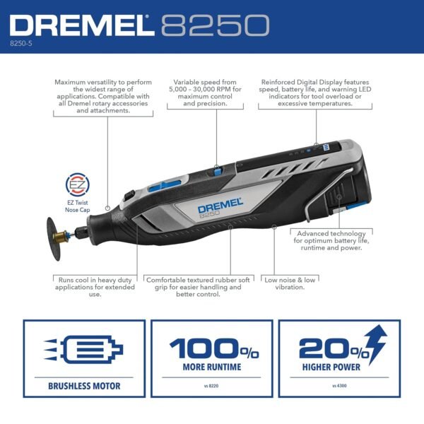 Dremel 8250 Rotary Tool Review Powerful Cordless 12V Brushless Motor Performance