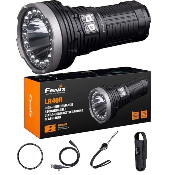 fenix LR40R Rechargeable 12000 Lumen Search Torch, Black, fenix LR40R Rechargeable 12000 Lumen Search Torch, Black,