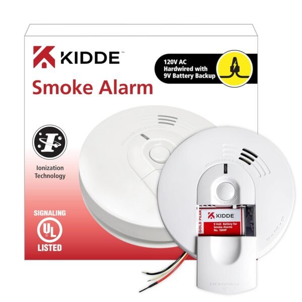 Kidde 21026063 AC Hardwired Smoke Detector Alarm with 9V Back up and Front Load Battery Door, White Kidde 21026063 AC Hardwired Smoke Detector Alarm with 9V Back up and Front Load Battery Door, White