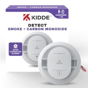 Kidde Hardwired Combination Smoke and Carbon Monoxide Detector with Interconnected Alarm, LED Warning Lights, and AA Backup Battery, 30CUAR Kidde Hardwired Combination Smoke and Carbon Monoxide Detector with Interconnected Alarm, LED Warning Lights, and AA Backup Battery, 30CUAR