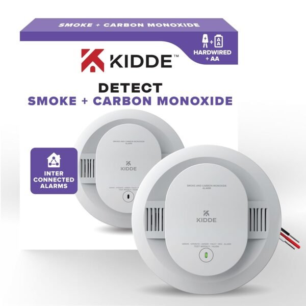 Kidde Hardwired Combination Smoke and Carbon Monoxide Detector with Interconnected Alarm, LED Warning Lights, and AA Backup Battery, 30CUAR Kidde Hardwired Combination Smoke and Carbon Monoxide Detector with Interconnected Alarm, LED Warning Lights, and AA Backup Battery, 30CUAR