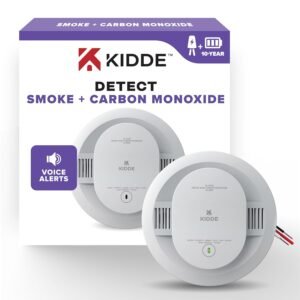 Kidde Hardwired Smoke & Carbon Monoxide Detector, 10-Year Battery Backup, Voice Alerts, Interconnectable LED Warning Light Indicators Kidde Hardwired Smoke & Carbon Monoxide Detector, 10-Year Battery Backup, Voice Alerts, Interconnectable LED Warning Light Indicators