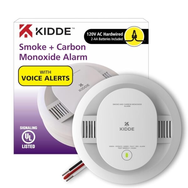 Kidde Hardwired Smoke & Carbon Monoxide Detector, AA Battery Backup, Voice Alerts, Interconnectable, LED Warning Light Indicators, 1 Pack Kidde Hardwired Smoke & Carbon Monoxide Detector, AA Battery Backup, Voice Alerts, Interconnectable, LED Warning Light Indicators, 1 Pack