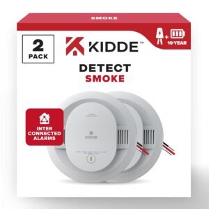 Kidde Hardwired Smoke Detector, 10-Year Battery Backup, Interconnectable, LED Warning Light Indicators, 2 Pack Kidde Hardwired Smoke Detector, 10-Year Battery Backup, Interconnectable, LED Warning Light Indicators, 2 Pack