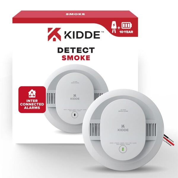 Kidde Hardwired Smoke Detector, 10-Year Battery Backup, Interconnectable, LED Warning Light Indicators Kidde Hardwired Smoke Detector, 10-Year Battery Backup, Interconnectable, LED Warning Light Indicators