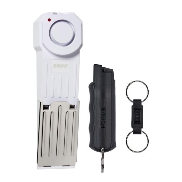 SABRE Home and Away Campus Safety Kit with Pepper Gel and Door Stop Alarm, 25 Bursts, 12-Feet (4-Meter) Range, Gel is Safer, 120dB Siren, Audible up to 1,000-Feet (300-Meters)