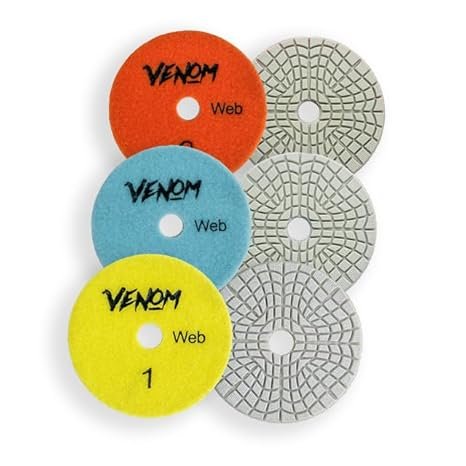 Venom Web Diamond Polishing Pads, 3-Step System, 4 Inch,